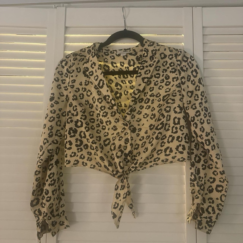 Topshop Beige Leopard Print Blouse
